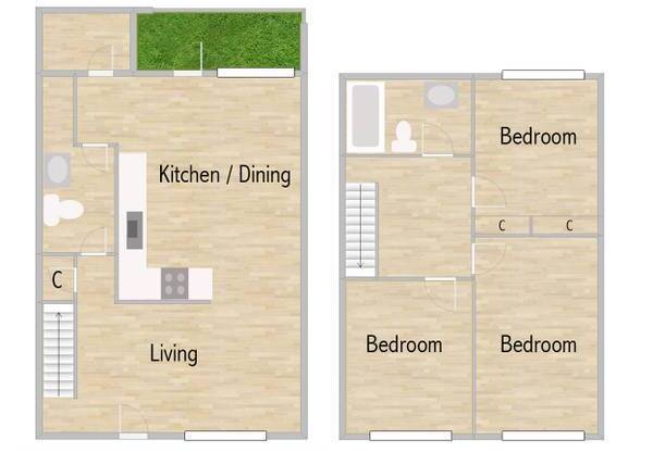 3 beds, 1.5 baths, 1,178 sqft, $1,695, Unit B03