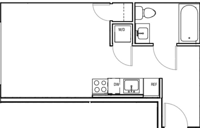 Studio, 1 bath, 282 sqft, $1,415, Unit 309