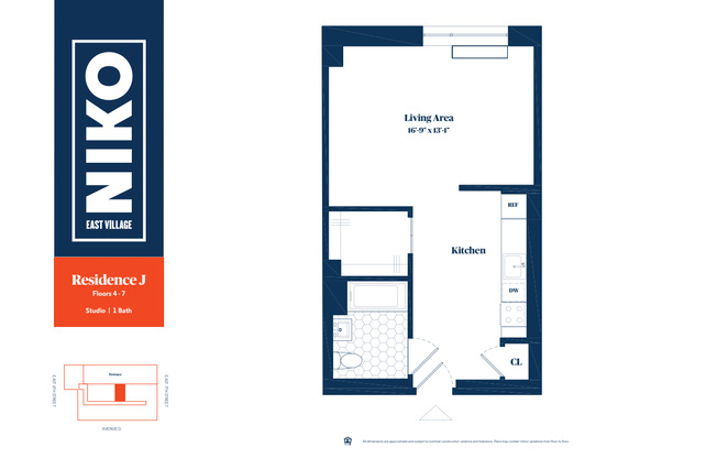 Studio, 1 bath, 516 sqft, $3,350, Unit 6J