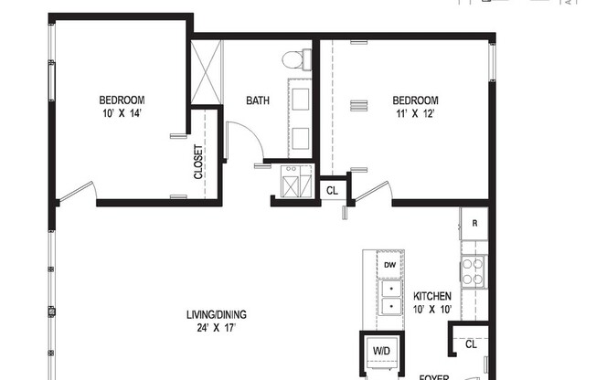 2 beds, 1 bath, 1,100 sqft, $3,395, Unit 405