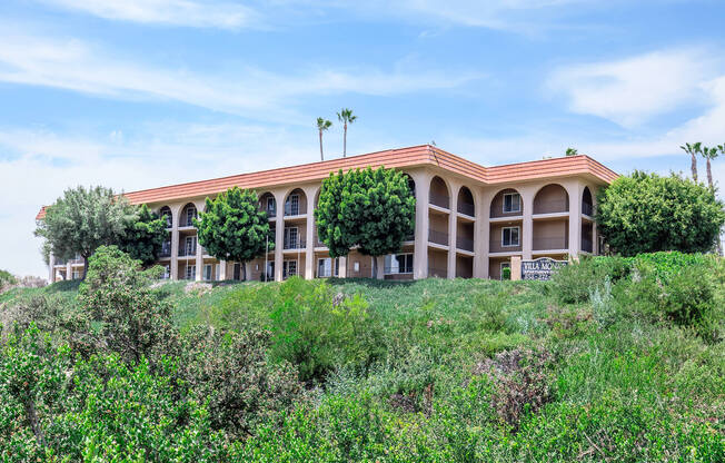 a house with bushes in front of a building