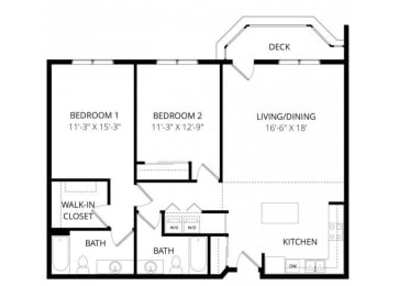 2 beds, 2 baths, 1,159 sqft, $1,835