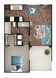 1 bed, 1 bath, 580 sqft, $1,044