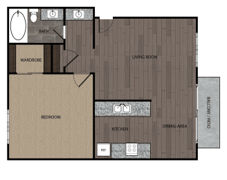 1 bed, 1 bath, 613 sqft, $1,570