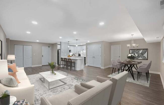 a living room with couches and a table