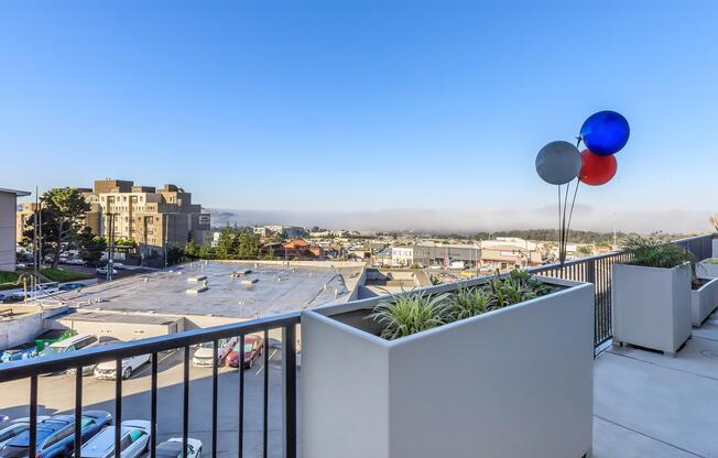 Balcony overlooking rooftops