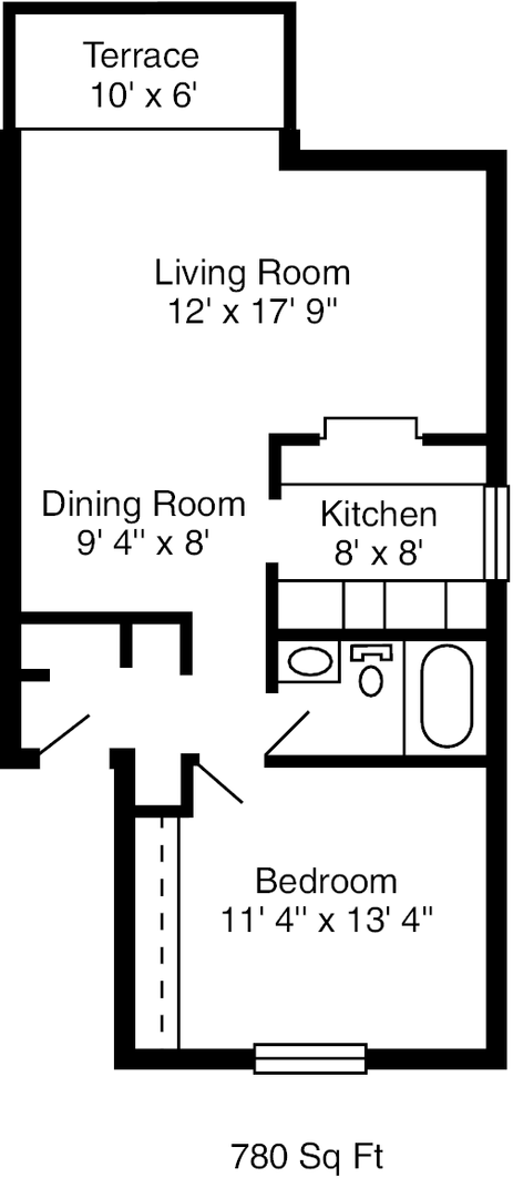 1 bed, 1 bath, 780 sqft, $1,485