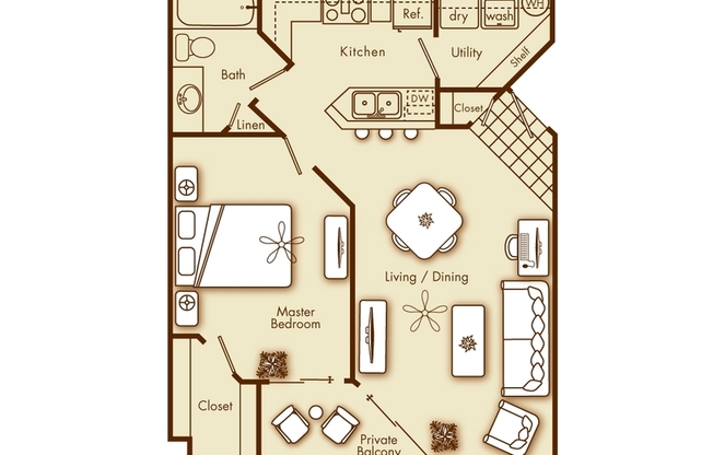 1 bed, 1 bath, 690 sqft, $1,330