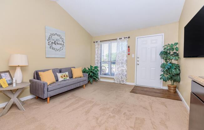 a living room filled with furniture and a fireplace