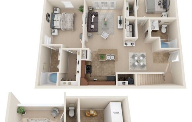 2 beds, 2.5 baths, 1,222 sqft, $2,630, Unit 300-401