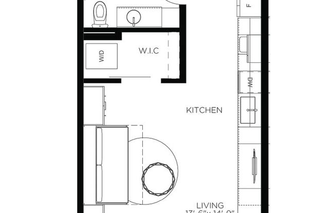 Studio, 1 bath, 448 sqft, $1,200