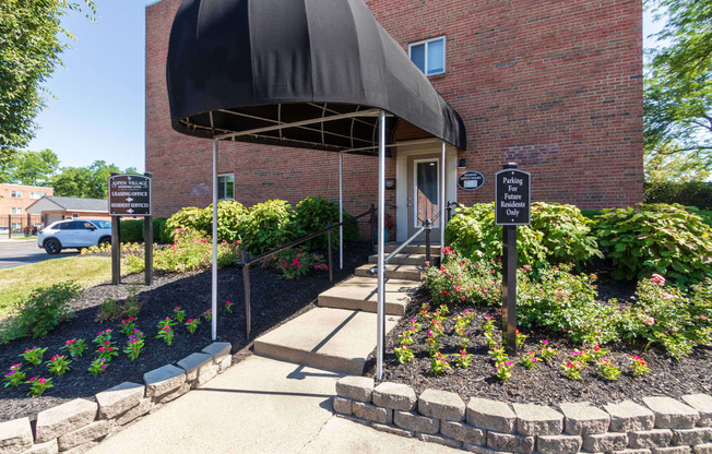 This is photo of the leasing office entrance at Aspen Village Apartments in the Westwood neighborhood of Cincinnati, OH.