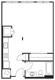 Studio, 1 bath, 541 sqft, $1,278