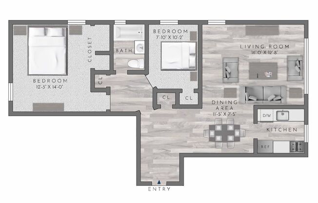 2 beds, 1 bath, 789 sqft, $2,880
