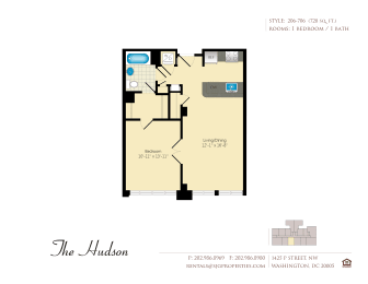 1 bed, 1 bath, 728 sqft, $2,985