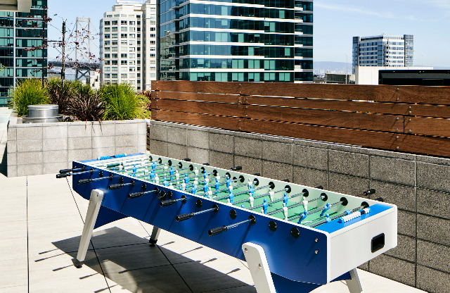 Get in the game with our rooftop foosball table