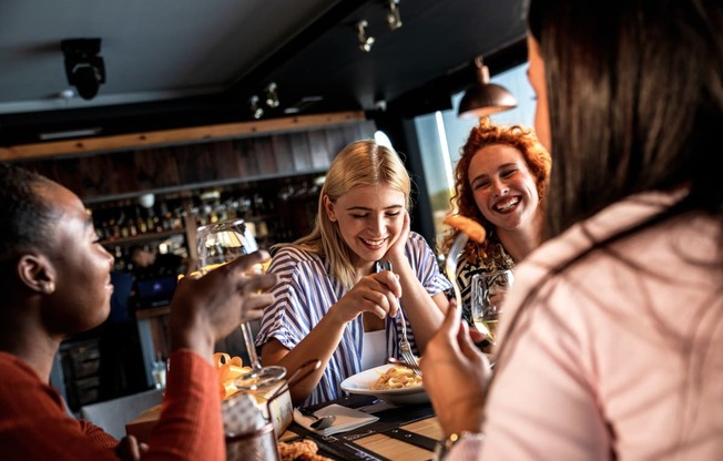 Friends enjoying dinner