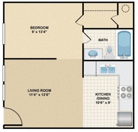 Studio, 1 bath, 462 sqft, $882