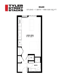 Studio, 1 bath, 499 sqft, $1,400