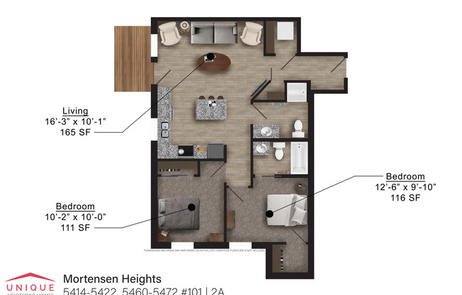 2 beds, 2 baths, 830 sqft, $1,170, Unit 201