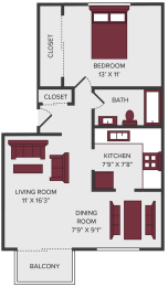 1 bed, 1 bath, 623 sqft, $1,005