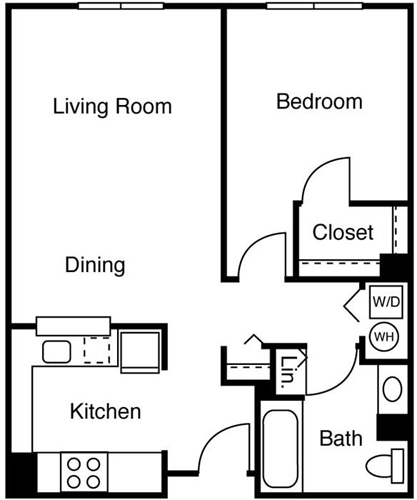 1 bed, 1 bath, 672 sqft, $2,430