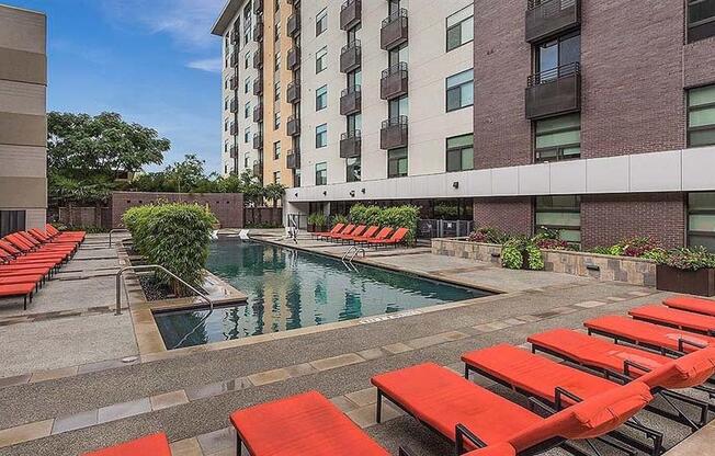 Poolside Lounge Area at Berkshire Riverview, Austin, TX, 78741