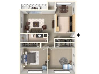 2 beds, 1 bath, 850 sqft, $1,552