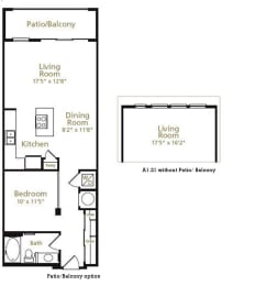 1 bed, 1 bath, 913 sqft, $1,755