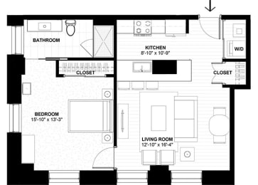 1 bed, 1 bath, 665 sqft, $1,361