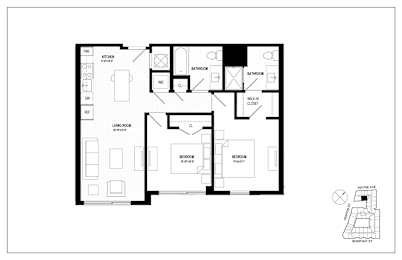 2 beds, 2 baths, 874 sqft, $2,731