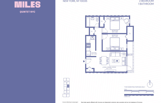 2 beds, 1 bath, $3,275, Unit 30E