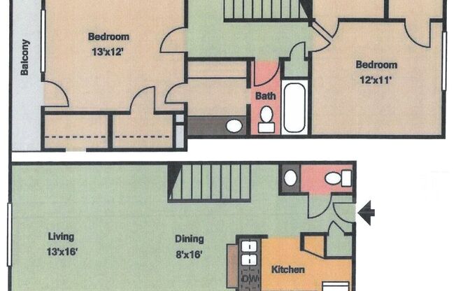 2 beds, 1.5 baths, 1,016 sqft, $1,495