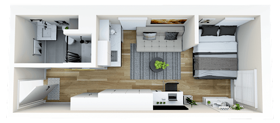 Studio, 1 bath, 442 sqft, $1,663