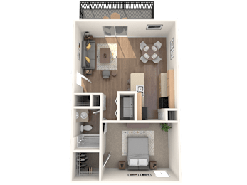 1 bed, 1 bath, 728 sqft, $1,034