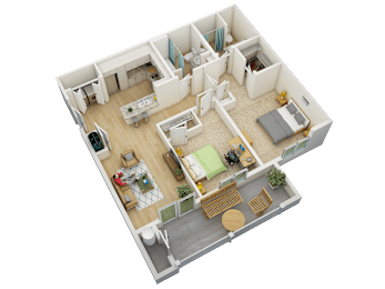 2 beds, 2 baths, 1,082 sqft, $1,824