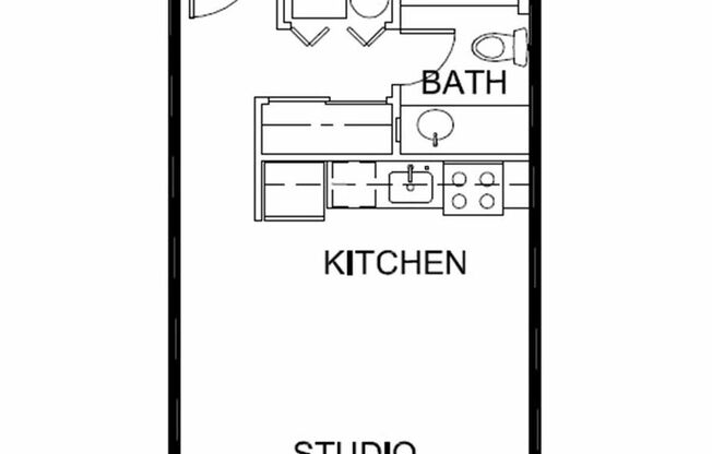 Studio, 1 bath, 447 sqft, $1,743