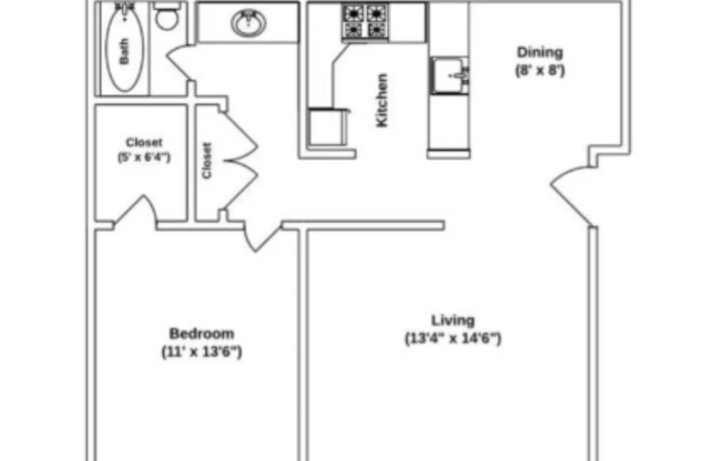 1 bed, 1 bath, 675 sqft, $725