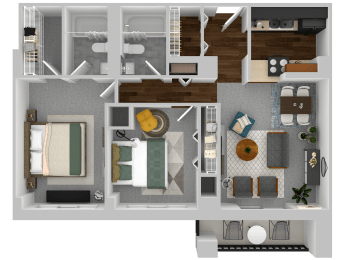 a 1 bedroom apartment is shown with a bedroom floor plan and a bathroom