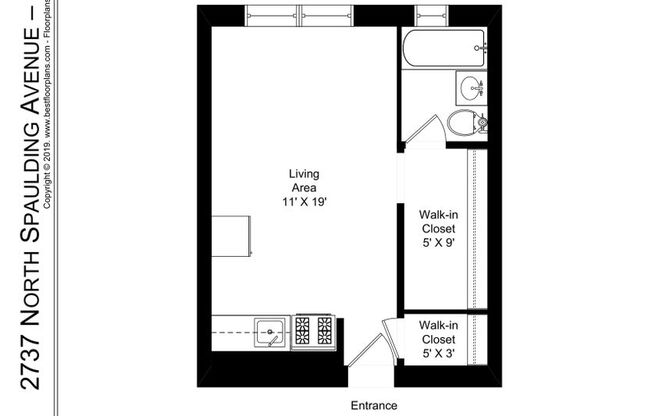 Studio, 1 bath, 375 sqft, $1,495, Unit Spaulding-207
