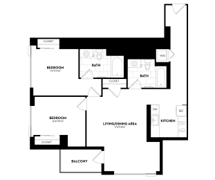 2 beds, 2 baths, 1,044 sqft, $3,562