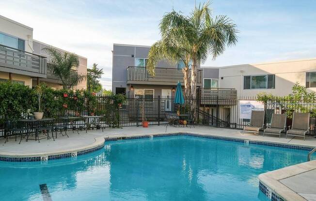 the swimming pool at the apartments for rent