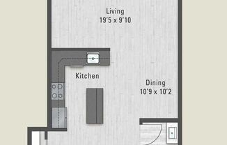 Studio, 1 bath, 684 sqft, $1,795, Unit 6203