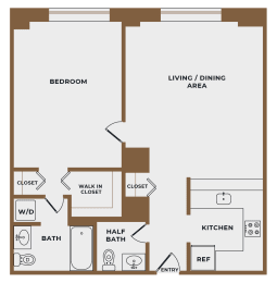 1 bed, 1.5 baths, 775 sqft, $2,467