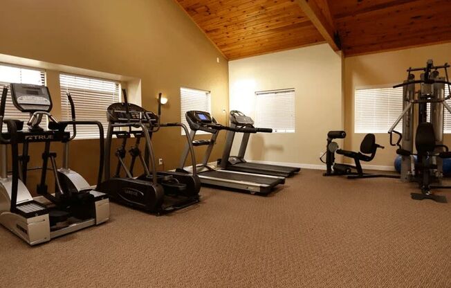 a home gym with exercise equipment