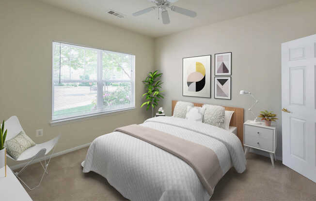 Carpeted Bedroom in First Floor Homes Only