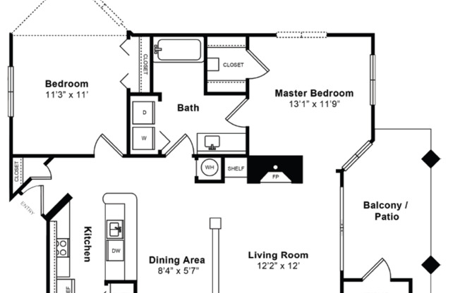 2 beds, 1 bath, 1,056 sqft, $2,084, Unit 13-104