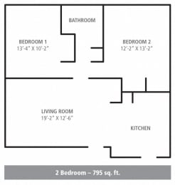 2 beds, 1 bath, 795 sqft, $1,975