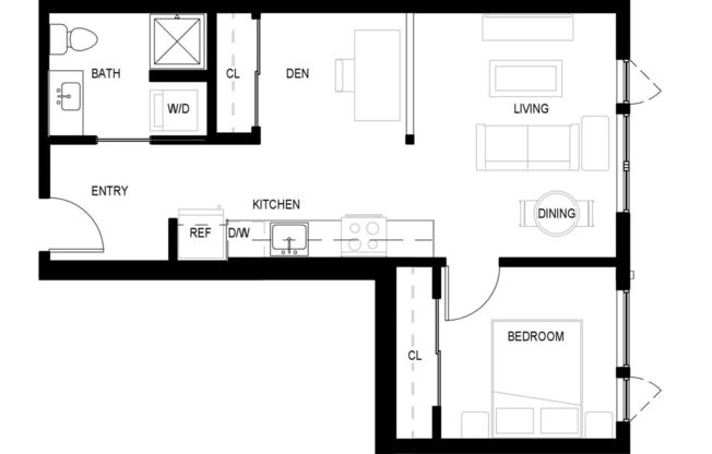 1 bed, 1 bath, 600 sqft, $2,630