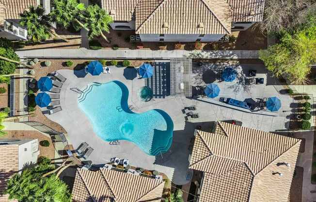 Bayside Apartments in Phoenix, Arizona Aerial View of Pool Area